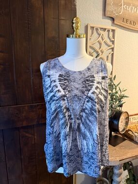 Rock & Republic Gray Wing-Print Sleeveless Tank